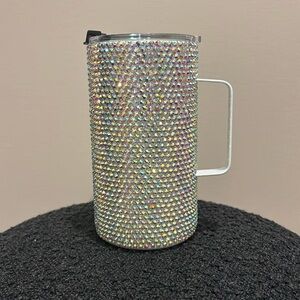 22 ounce rhinestone iridescent crystal tumbler handmade